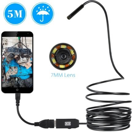 OWSOO 6 LED 7MM USB Endoscope Camera 5M Waterproof USB Wire Snake Tube Inspection Borescope For OTG Compatible Android Phones