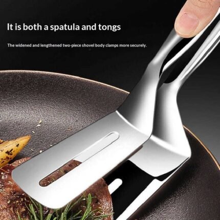 Stainless Steel High-temperature Resistant Home Steak Tongs And Spatula 2-in-1