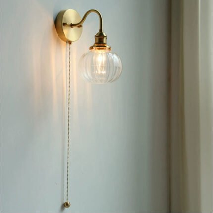 Living Room Bathroom Glass Pumpkin Bedside Aisle Creative Wall Lamp