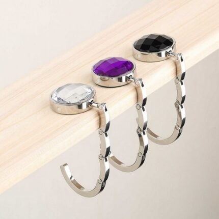 Fashion ladies crystal bag hook personality purple diamond metal bag hook
