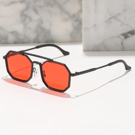 Steampunk Double Beam Sunglasses European And American Men's Metal Polygon Large Frame